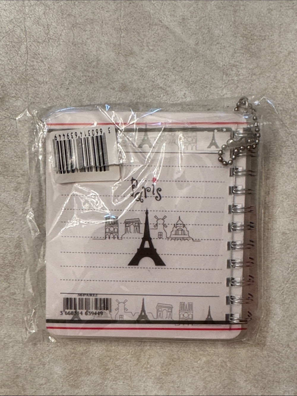 Paris Spiral Notebook with Eiffel Tower Charm - Picture 7 of 7